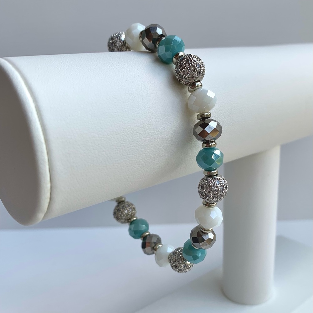 Teal Multi Colored Stretch Bracelet